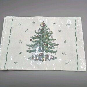 Set Of (4) Spode Christmas Tree Holiday Linen Dinner Placemats